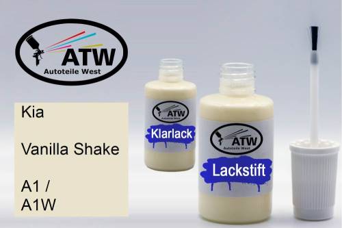 Kia, Vanilla Shake, A1 / A1W: 20ml Lackstift + 20ml Klarlack - Set, von ATW Autoteile West.